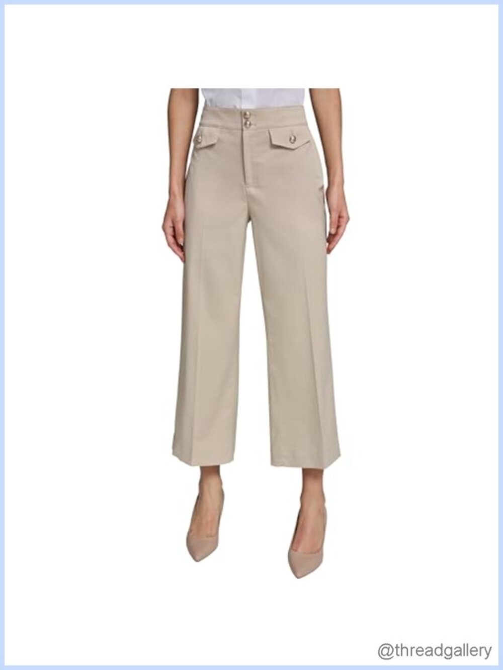 Straight Leg Cotton Twill Front Pocket Pants Mid Rise Ankle Tailored